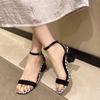 Fashion Women High Heel Sandals Summer Casual Female Shoes Woman Square Heel Open Toe Ankle Strap Ladies Sandalias Wedge Shoe 2024 New