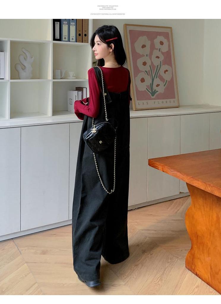 2026 Spring Maternity Set: Washed Denim Overalls & Bell Sleeve Layered Top