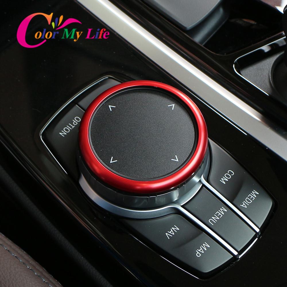 Car Control Multimedia Knob Button Decorative Cover Trim Ring Sticker for BMW 5 Series G30 G38 X3 G01 X4 G02