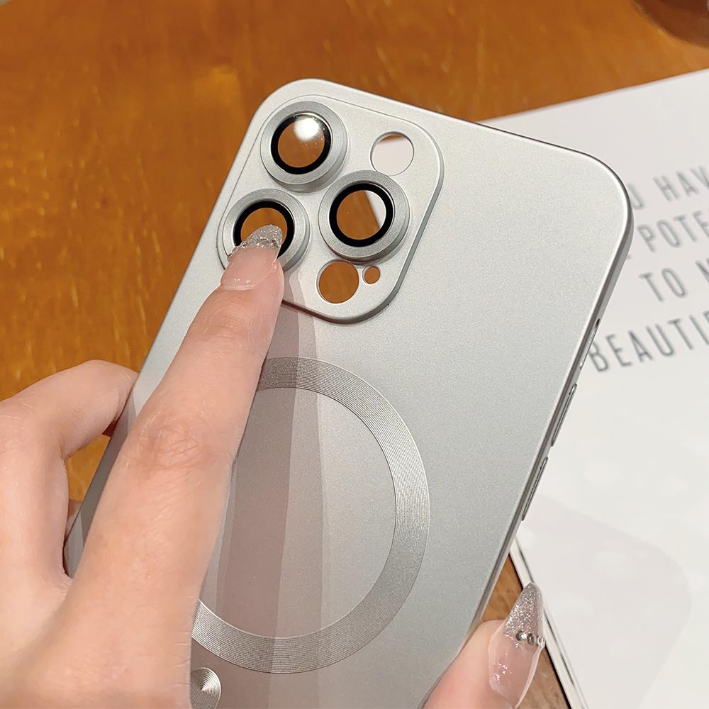 Для магнитного беспроводного зарядного чехла Magsafe для iPhone 16 15 14 13 12 11 Pro Max 7 8 Plus матовая мягкая стеклянная защитная крышка для объектива