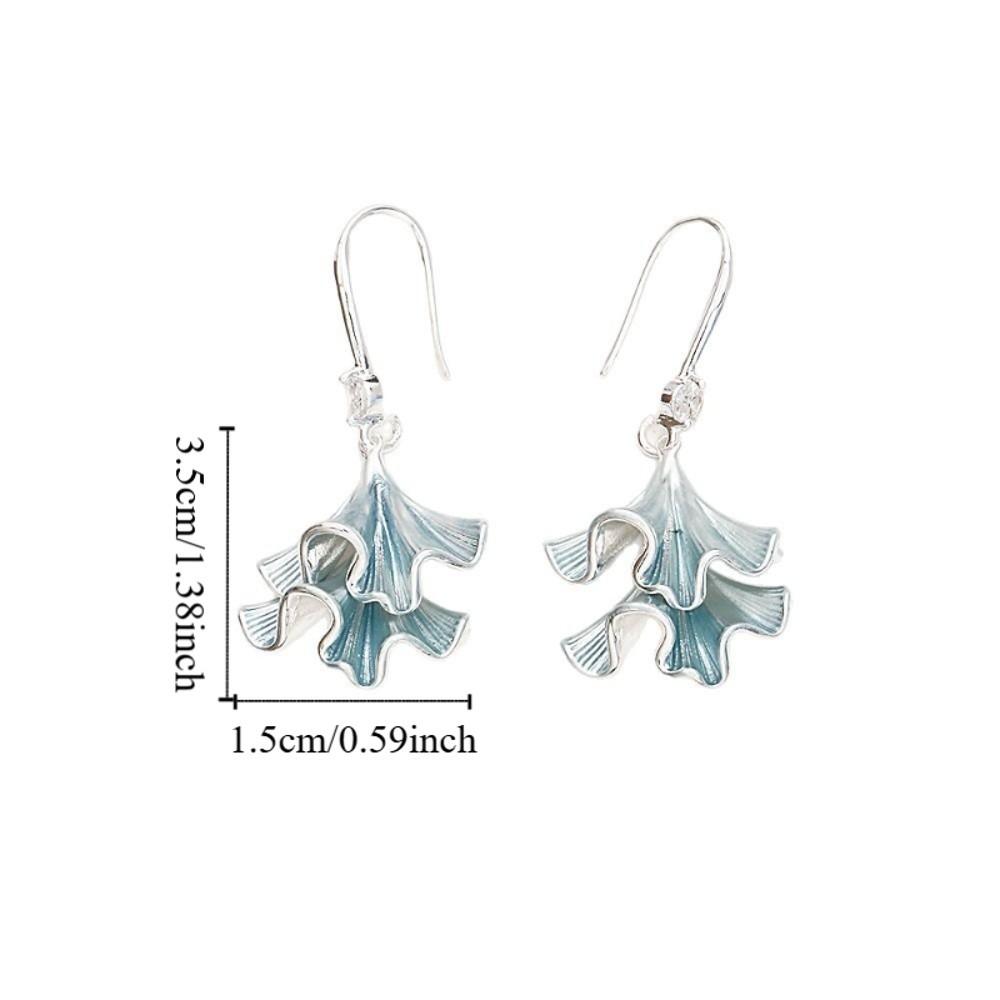 Synthetic Rhinestone Ginkgo Ear Pendant Double-layer Sweet Earrings Jewelry Ginkgo Earrings  Party