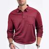 New Hot-selling Fashion Trend Men's Casual Loose Button Placket Solid Color Long Sleeve Mesh Fabric Polo Shirt with Collar
