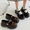 Модные повседневные коричневые ретро туфли на платформе из маленькой кожи женские 2025 новые весна и осень юбка французские туфли Мэри Джейн