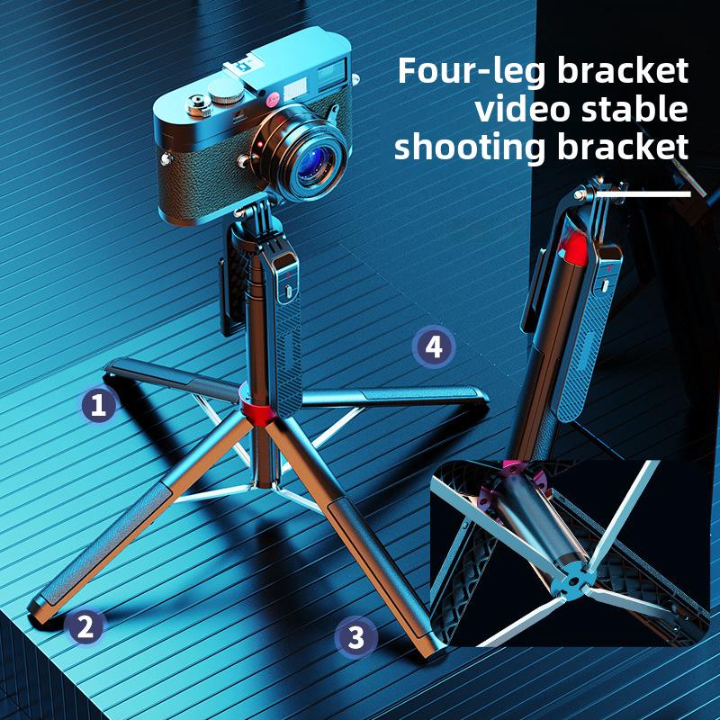 Ручной стабилизатор P185: Алюминиевый сплав Мобильная камера Quadripod & Bluetooth Selfie Stick с заполняющим светом