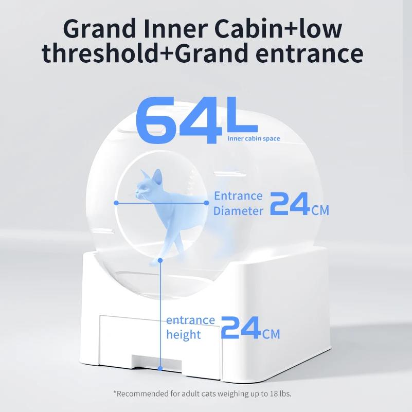 Автоматический туалет для кошек с самоочисткой, Wi-Fi, закрытый, очень большой, с дезодорацией, туалет для котят, лотки для домашних животных