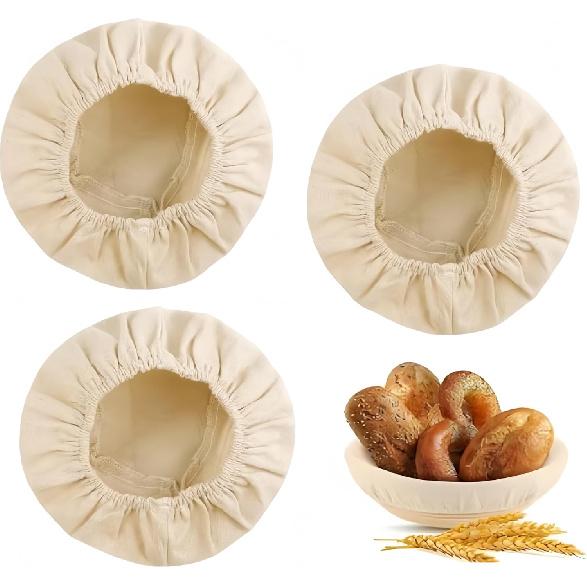 Bread Proofing Basket Cloth Liners, 3 Pcs 10 inch Round Bread Proofing Cover, Reble Sourdough Bread Baking Supplies-Proofing Linen Cloth for