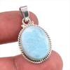 Natural Republic Ларимар Драгоценный камень Ручной работы 925 Стерлинговое серебро Подвеска 1.50" p0A79