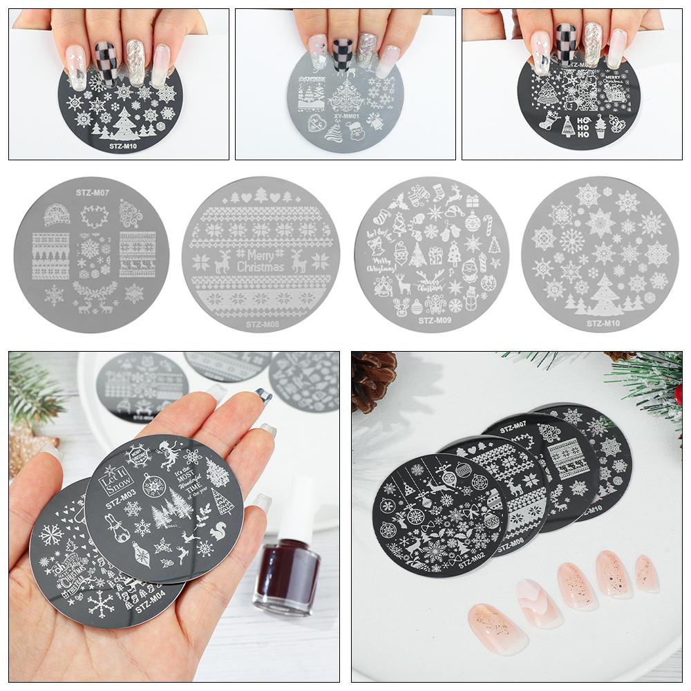 Manicure Christmas Snowflake Polish Templates Stencils Molds Nail Stamping Plates Nail Stamp