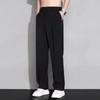 Летние корейские мужские брюки легкие и тонкие полиэстеровые эластичные талии полуширокие свободные брюки драпированные костюмные брюки мужские повседневные брюки