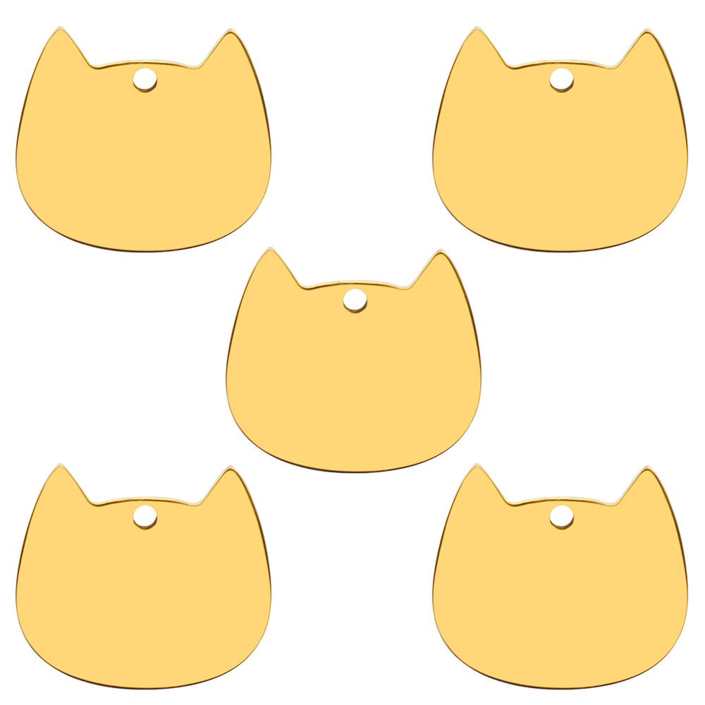 20 шт., бирки для собак с изображением кошачьей мордочки, зеркальная полировка, украшение из нержавеющей стали, персонализированная гравировка, цепочка с изображением животных