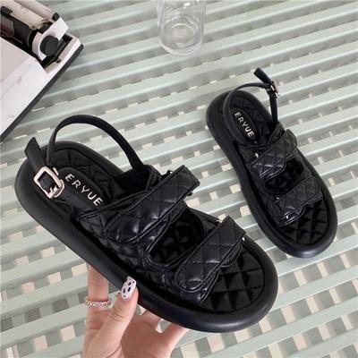Модные сандалии для студентов на крючках и петлях, женские тапочки, летние сандалии, обувь для женщин, пряжка, ремешок, узор в виде ромба, сандалии женские