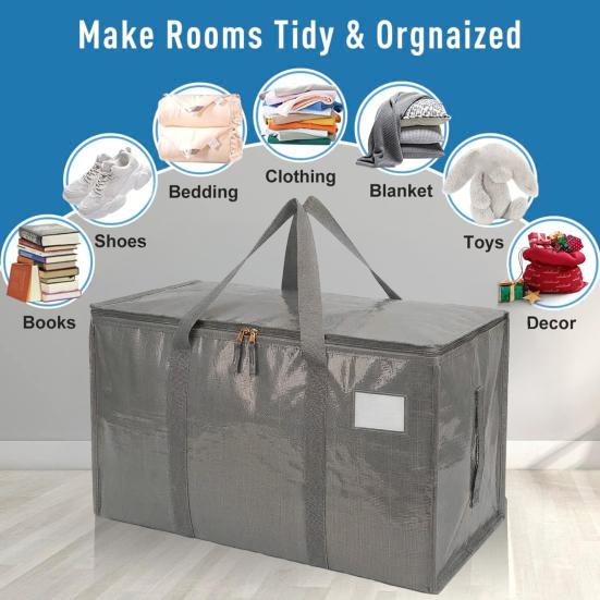 Сумки для переезда с ручками для переноски Сверхпрочные Водонепроницаемые Хозяйственные сумки Большой вместимости Складные сумки для хранения для общежития, путешествий, кемпинга