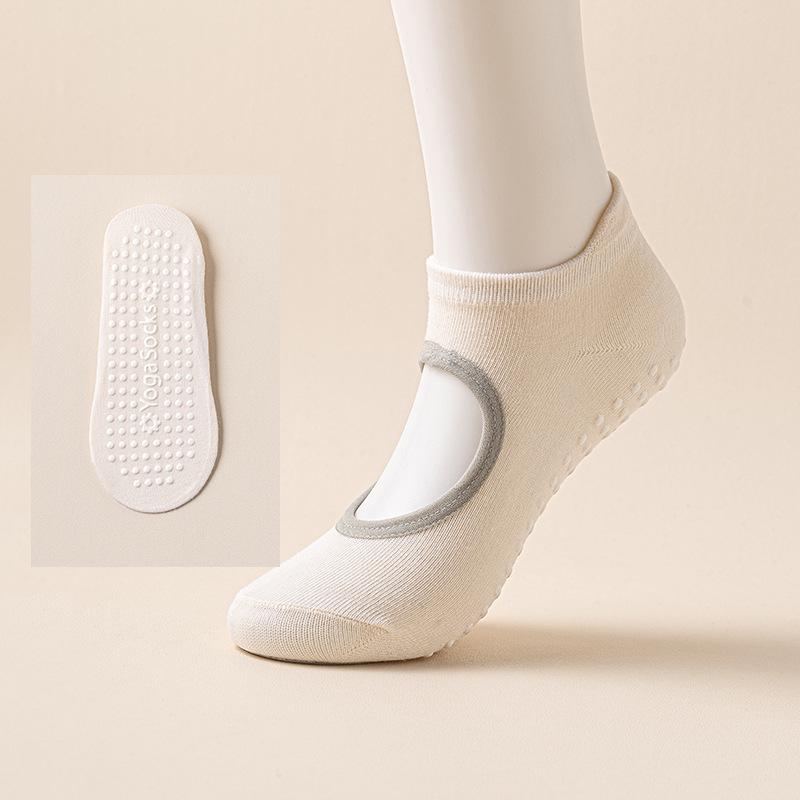 Женские нескользящие силиконовые носки для йоги и пилатеса - Дышащие, Влагоотводящие, С открытой пяткой