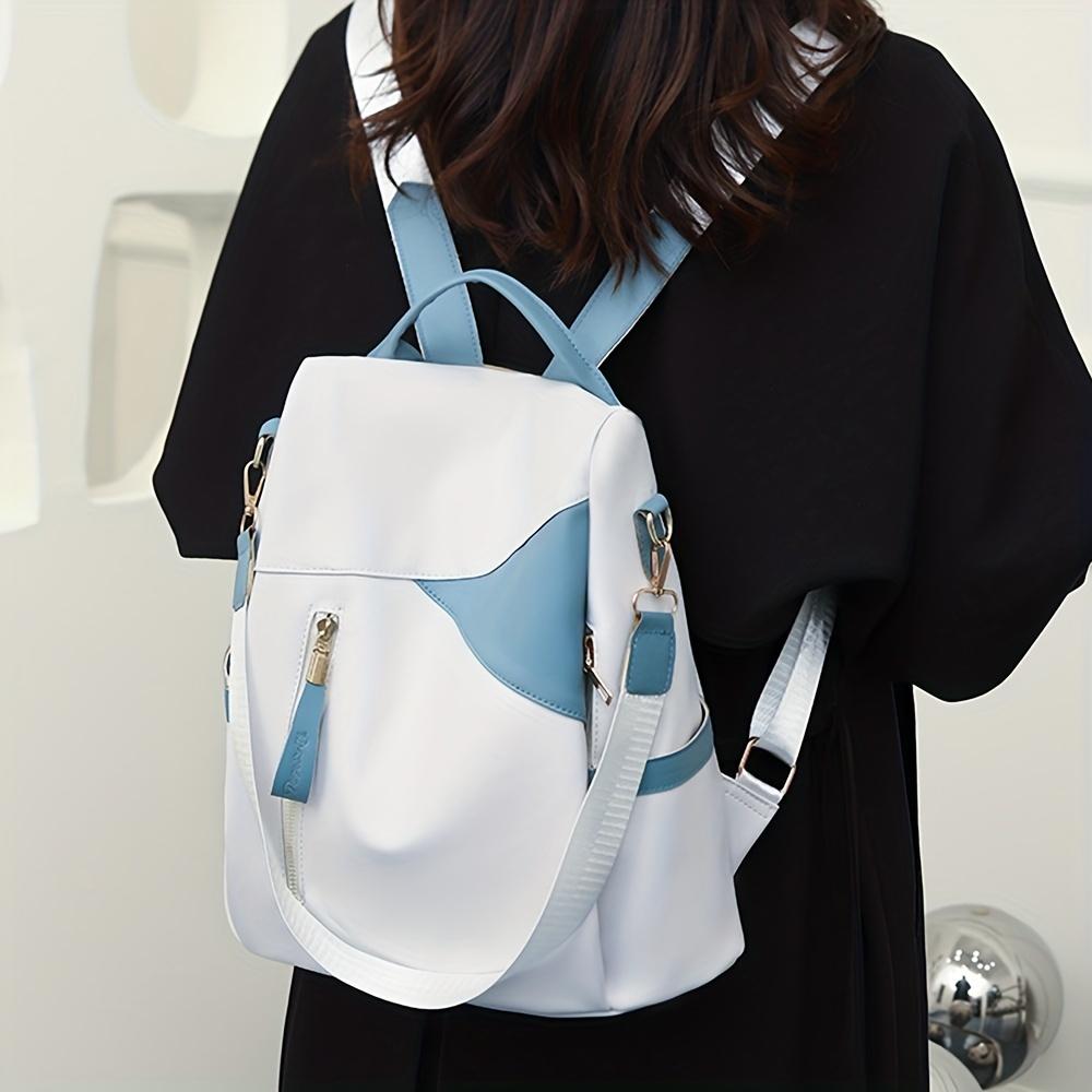 1 женский рюкзак, мягкий кожаный рюкзак, большой вместимости, повседневный рюкзак с цветными блоками, модный студенческий рюкзак