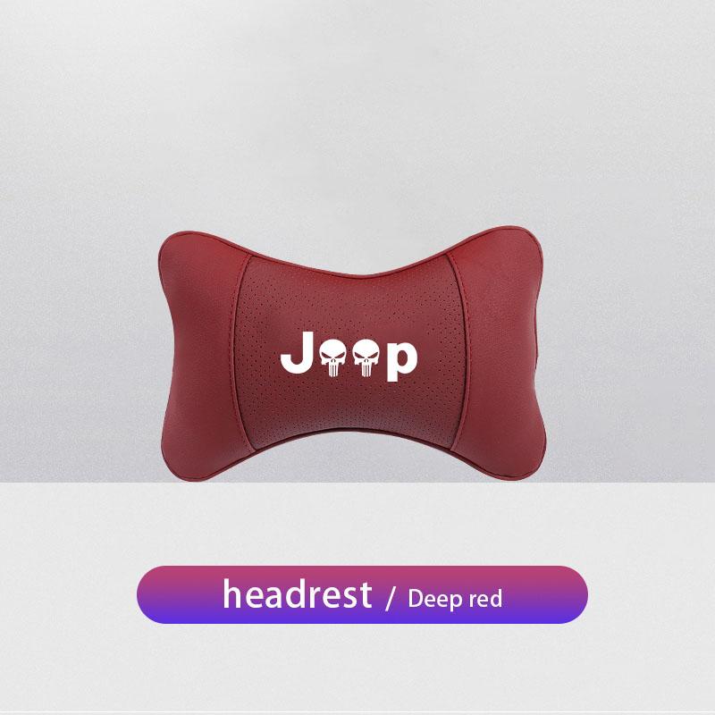 Car Seat Headrest Auto Logo Neck Pillow For Jeep Wrangler Rubicon Renegade Compass Grand Cherokee Patriot Liberty Gladiator JK AKZ1