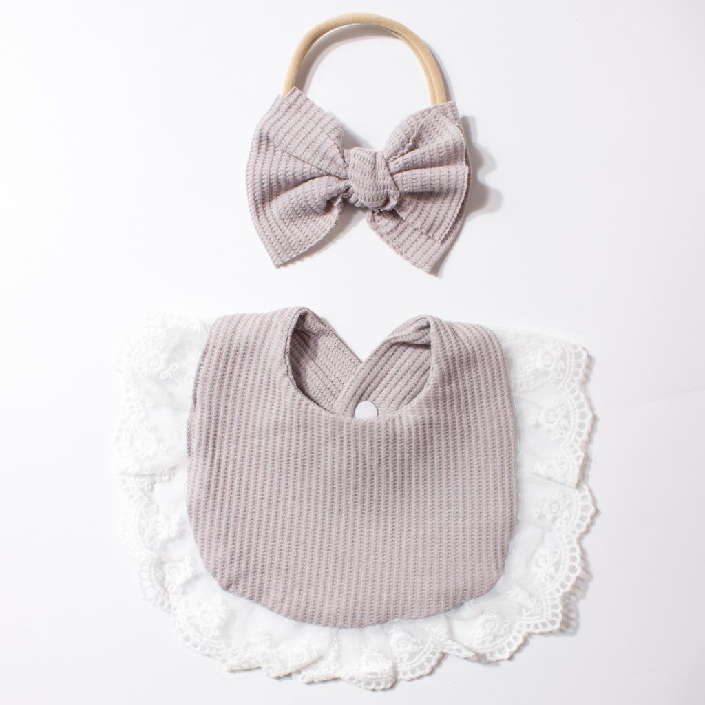 Baby Bib Set Bowknot Headband and Bib Combination Four Seasons Pure Cotton/Nylon for Baby Boys & Girls