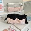 1 Piece Cute Fashion Bow Pencil Case Soft Fabric Casual Large Capacity Stationery Case Portable School Pen Bag Student