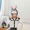 Grey Smiley Rabbit Headgear, Hat, Plush Headgear, Photo Props, Cartoon Headgear.