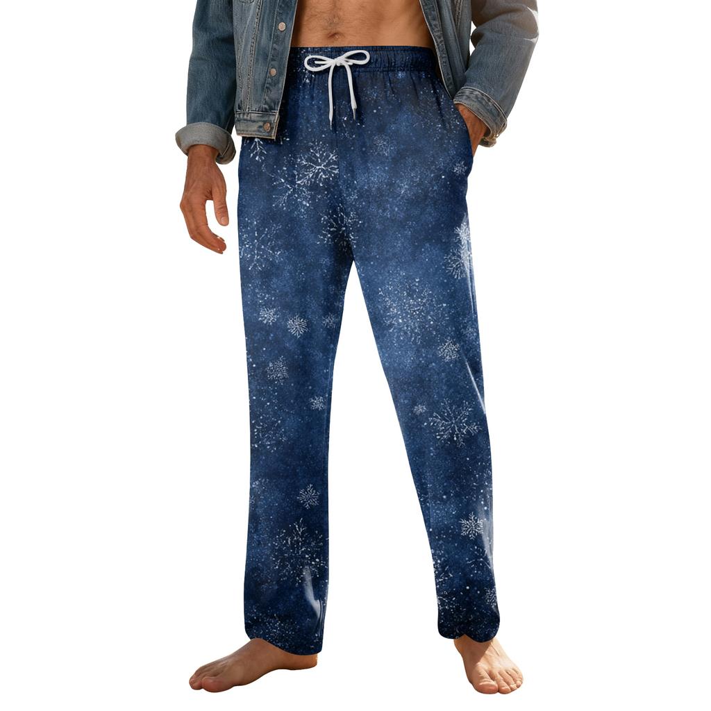 Мужские домашние мягкие пижамные штаны со шнурком и карманами, повседневные спортивные штаны