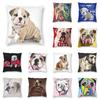 British Bulldog Print Pillowcase Home Room Office Seat Living Room Sofa Cushion Cover 45x45cm Peach Skin Pillowcase