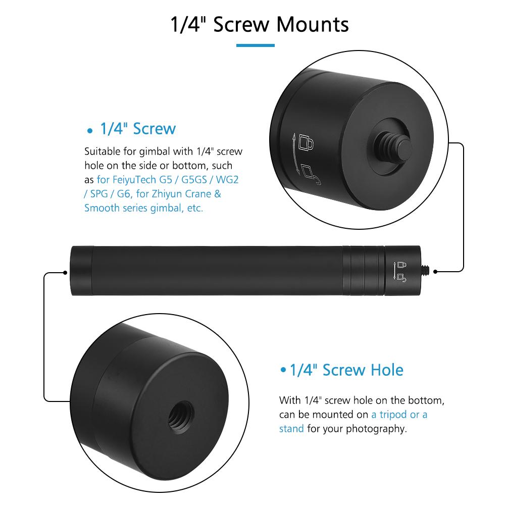 Portable Handheld Adjustable Extension Pole 5-Section Extendable Selfie Stick 1/4 Inch Screw Mount for FeiyuTech G5 G5GS WG2 SPG G6 and Other