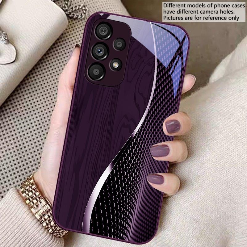 Сетка с текстурой дерева черная Для Samsung S8 S9 S10 20 U ltra S21 Pro S22 Plus S23 FE S24 Ultra 22 S25 Edge S25Ultra Стеклянный Чехол для Телефона