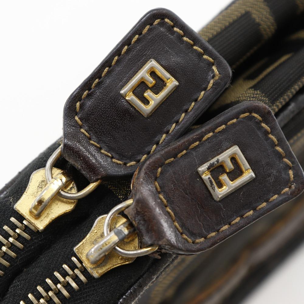 FENDI Folding vanity Pouch Zucca Brown Nylon canvas Women Used