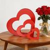 4 Pcs Wooden Heart Shape Table Signs Valentine's Day Red Pink Love Heart Tabletop Centerpiece for Home Wedding Party Tiered Tray Shelf Decor