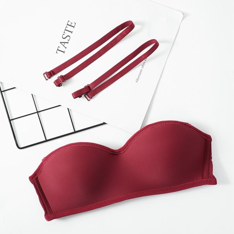Women's Solid Color Seamless Party Wedding Bras Sexy Simple Girl Underwear Bras 3D Invisible Underwear Without Steel Ring Tube Top Push Up Bra