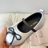 Girls Leather Shoes for Party Wedding Kids Flats Moccasins Shoes with Bow-knot Round Toe Soft Sole Children Princess Shoes