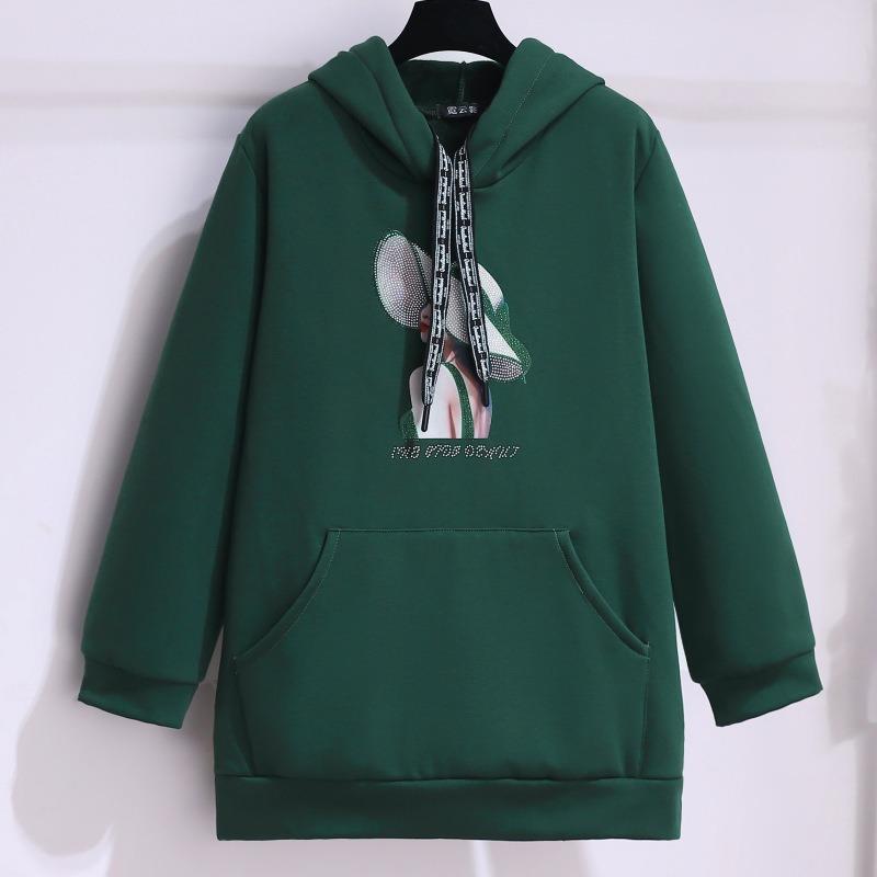 Plus Size Women's Autumn Loose Thin Long Sleeve Plus Fleece Thick New All In One Hoodie