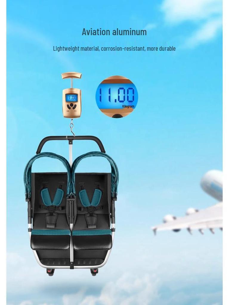 Легкая алюминиевая сплавная двойная коляска для близнецов Дракона и Феникса - Дизайн "сидя и лежа" для больших и маленьких детей