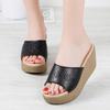 Женские босоножки на платформе с открытым носком из натуральной кожи - летние туфли на танкетке, толстая подошва, модная пляжная обувь
