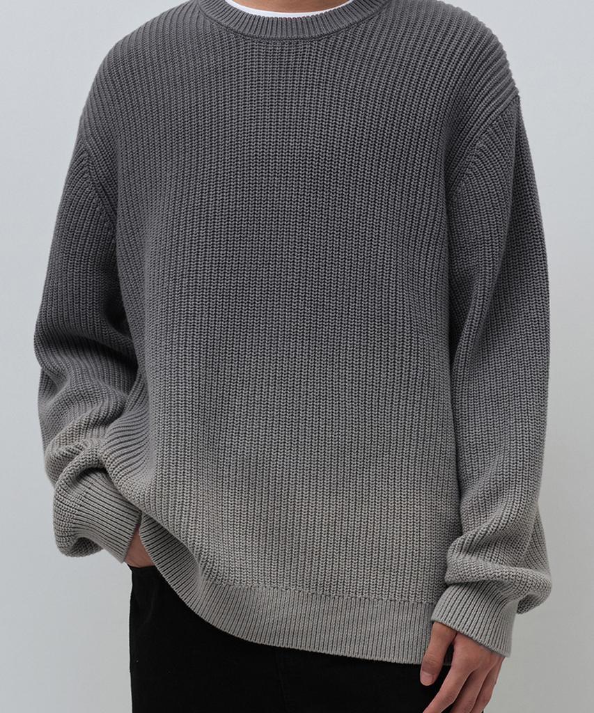 MUSINSA STANDARD Gradient Ribbed Crew Neck Knit [Charcoal Gray]