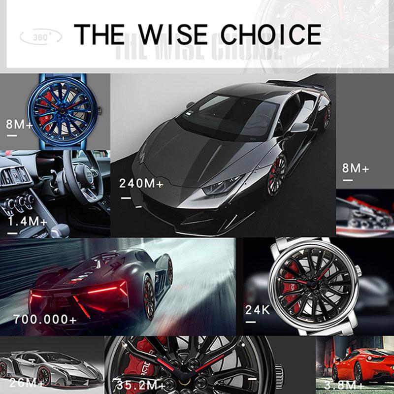 SANDA Luxury Fashion Sell Men's Watches 360 Degree Rotating Wheel Rim Dial Leather Strap Waterproof Sport Quartz Watch Cool