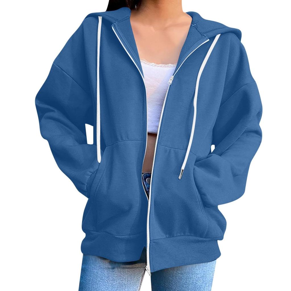Women's Casual Sweatshirt Top Zipper Hoodie Jacket