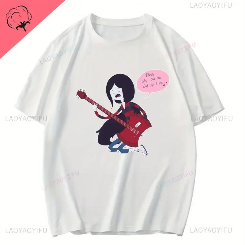 Модная хлопковая футболка Время приключений Марселин Королева вампиров Футболка с коротким рукавом Летняя одежда с круглым вырезом Унисекс Повседневные топы