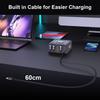 7-в-1 Зарядная станция 550 Вт с выдвижным USB C кабелем 100 Вт Быстрое зарядное устройство GaN для MacBook Pro iPhone 17 Samsung Ноутбука Планшета