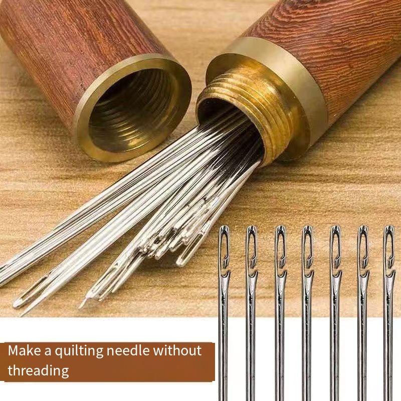 30pcs Hand Sewing Needles Elderly Stainless Steel Quick Automatic Self-Threading Needle Stitching Pins DIY Punch Needle Threader