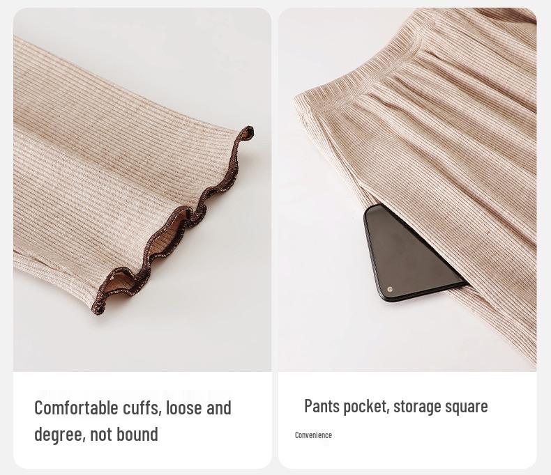 Женский модальный пижамный комплект с длинным рукавом, с вкладышами для бюстгальтера, майкой и брюками, осенне-зимний комплект из 3 предметов, подходит для улицы.