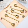 6PCS Christmas Spoons Coffee Cutlery Set Stainless Steel Cutlery Set Dessert Spoon Forks Christmas Gifts Elk Christmas Decoratio