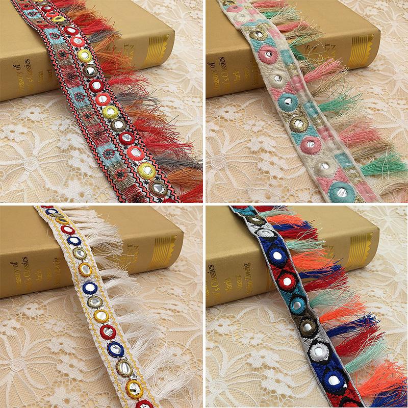 5/10 ярдов этническая вышивка блестками жаккард кисточка кружевная отделка тесьма с бахромой для самостоятельного шитья одежды занавески декоративный аксессуар