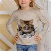 Children's Clothing Girl T-Shirts Long Sleeve Casual 3D Cat Print Kids Spring Fall Clothes Fashion Tops Outdoor Boy Girl Clothes