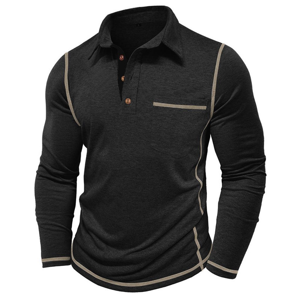 Men'S Button Up Long Sleeved Fashionable Casual Sports Top
