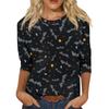 Женская модная повседневная свободная футболка с круглым вырезом и рукавами 3/4 с принтом, женский топ