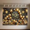Black Gold New Year Background Banner Glitter 2026 Happy New Year Backdrop Supplies Balloons New Year Party Decoration Gifts
