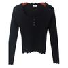 Collar Slim Fit Slimming Long Sleeves Bottoming Shirt Foreign Trade Original Order Sexy Metal Buckle Clavicle Beauty Autumn Knitted Inner Match