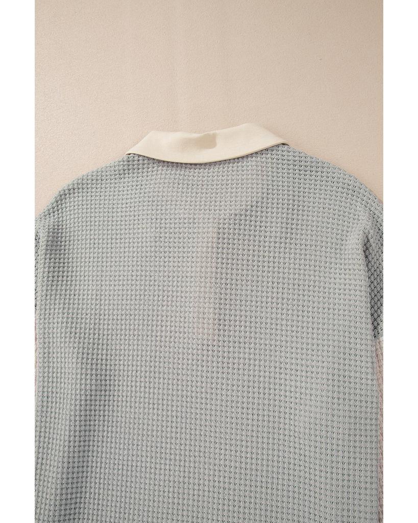 Azura Exchange Текстурированный топ-хенли цвета хаки с цветными блоками и воротником