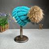 New Fashion Natural Fur Pompom Hat for Women High Quality mix-Color Beanies Winter Hats for Women Warm Female Beanies