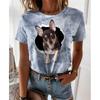 Summer 3D Printed Cat Dog Short Sleeved T-shirt Casual Loose Round Neck Women's Top T-Shirts Women’s
